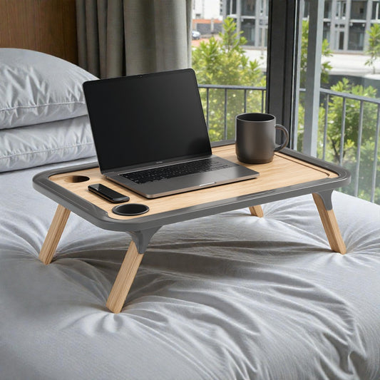 Pro-Ergo Foldable Bed Desk with Cooling Fan & Drawer