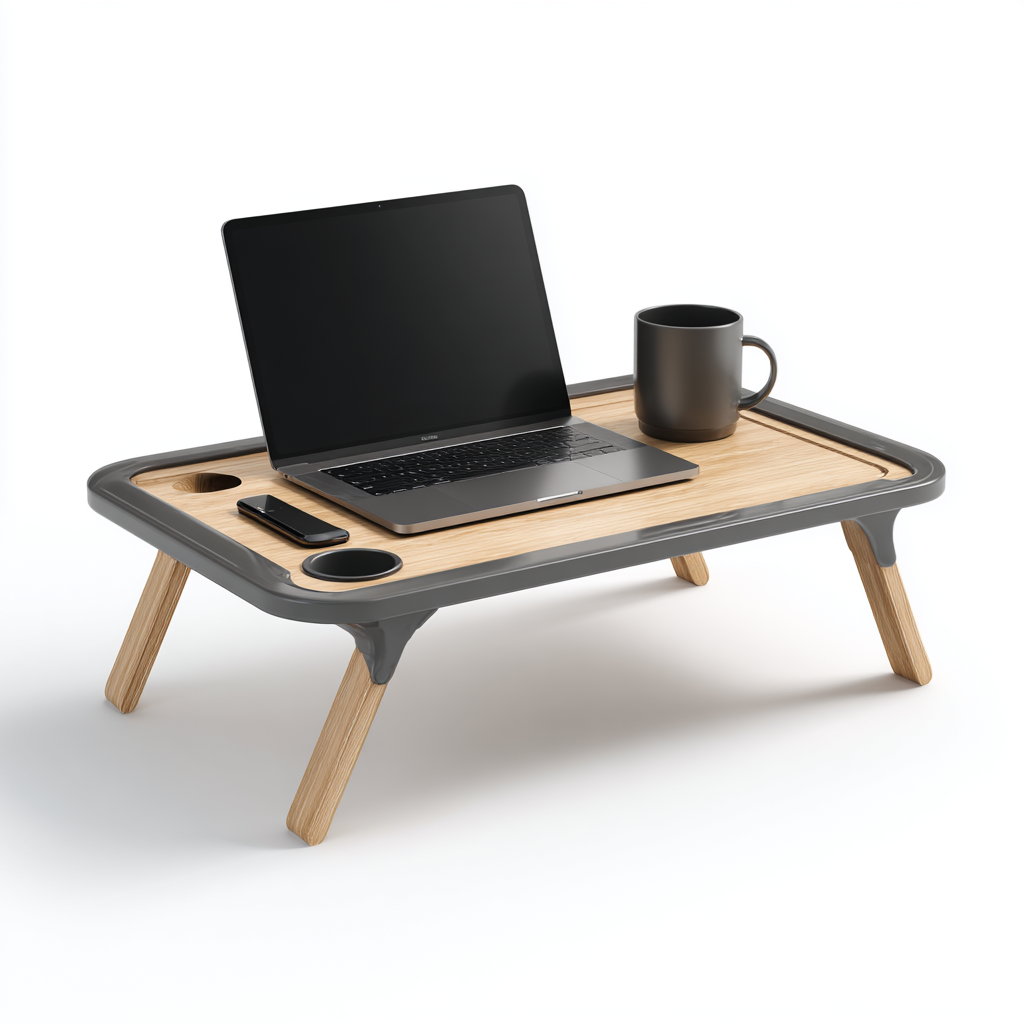 Pro-Ergo Foldable Bed Desk with Cooling Fan & Drawer